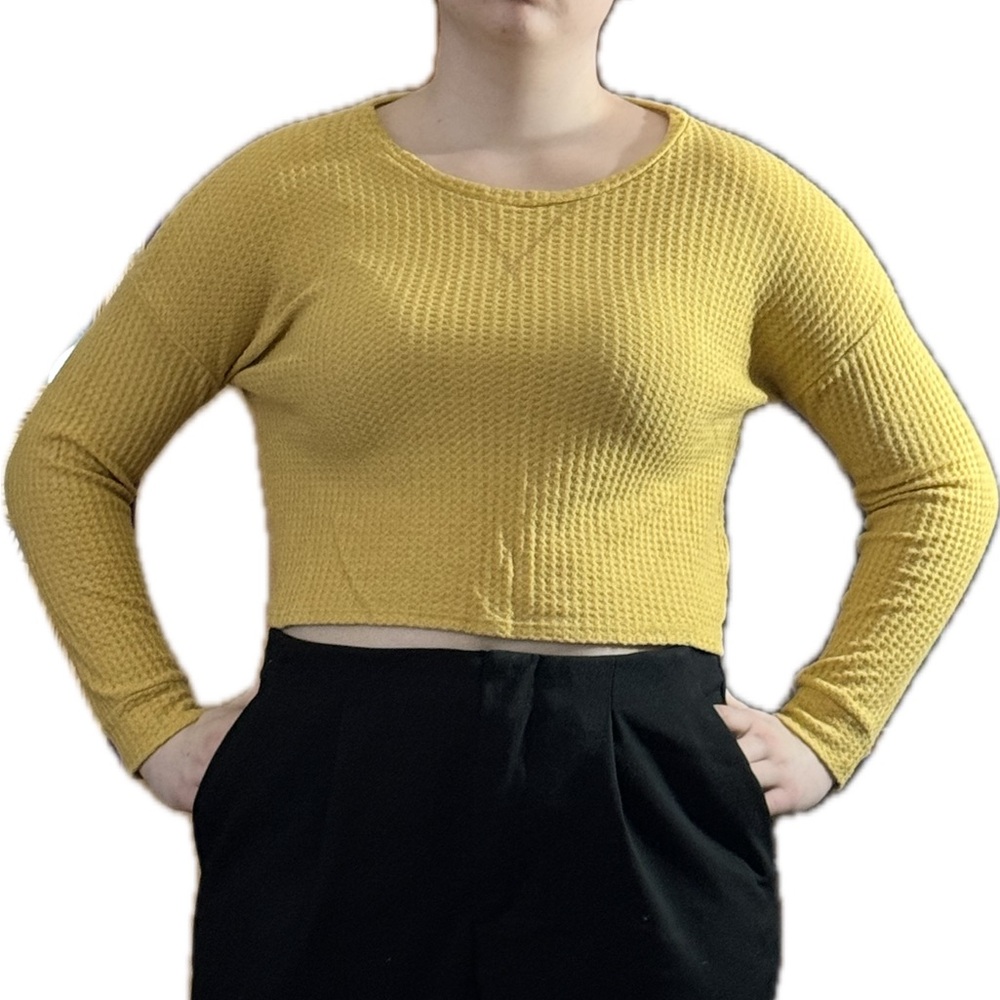 Yellow Cropped Long Sleeve Top